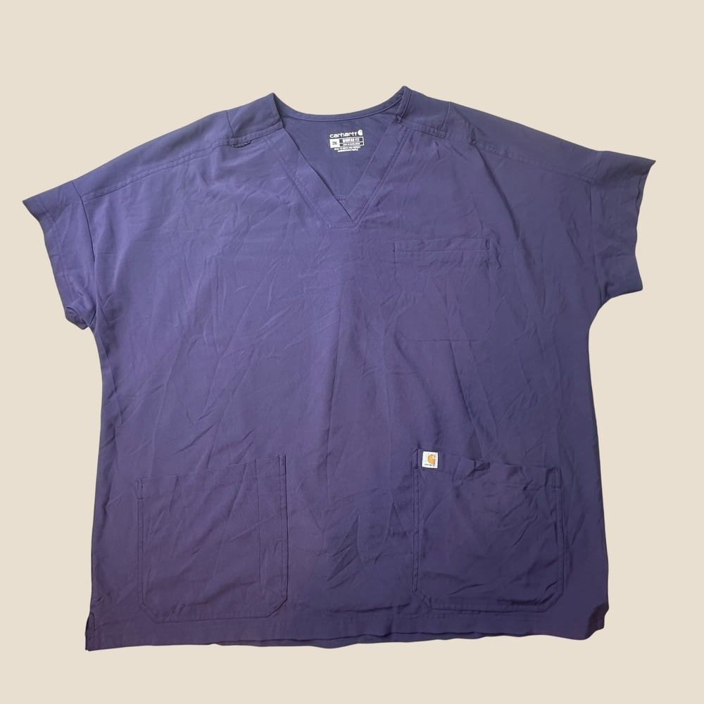 Carhartt Scrub Top Womens 2XL Modern Fit C13110 Purple Force V-Neck Short Sleeve